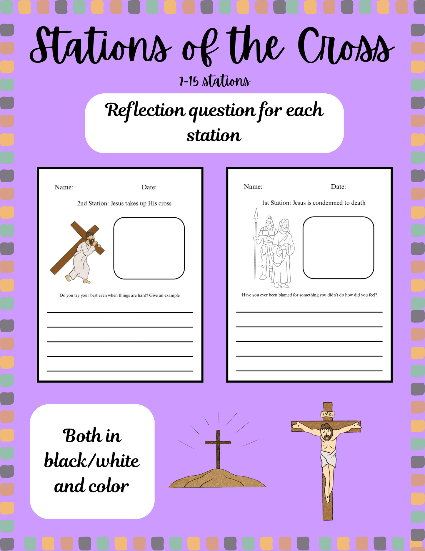 Stations of the Cross: Stations 7-15- Reflection Questions & Writing Pages
