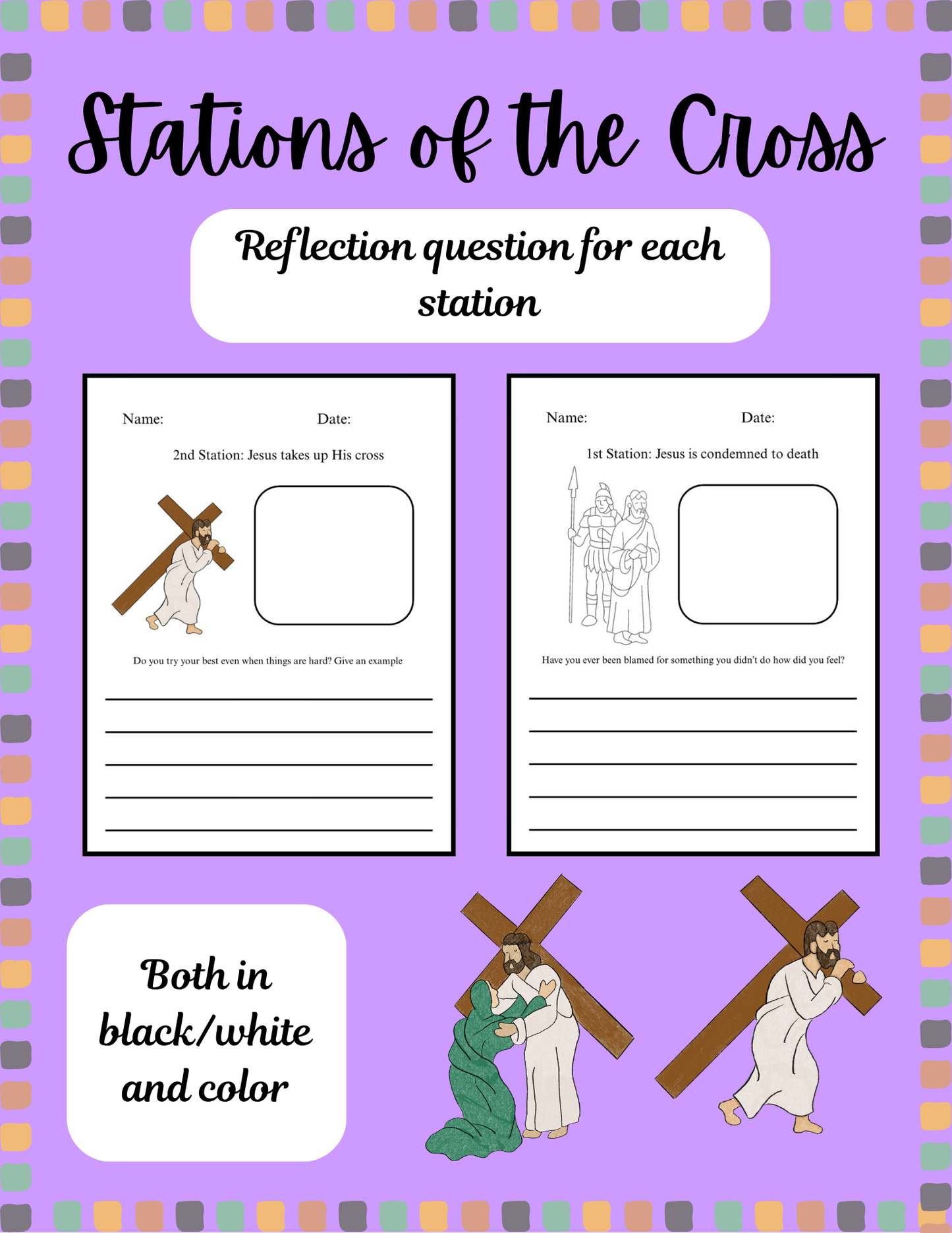 Stations of the Cross 1-6 Reflection Worksheets