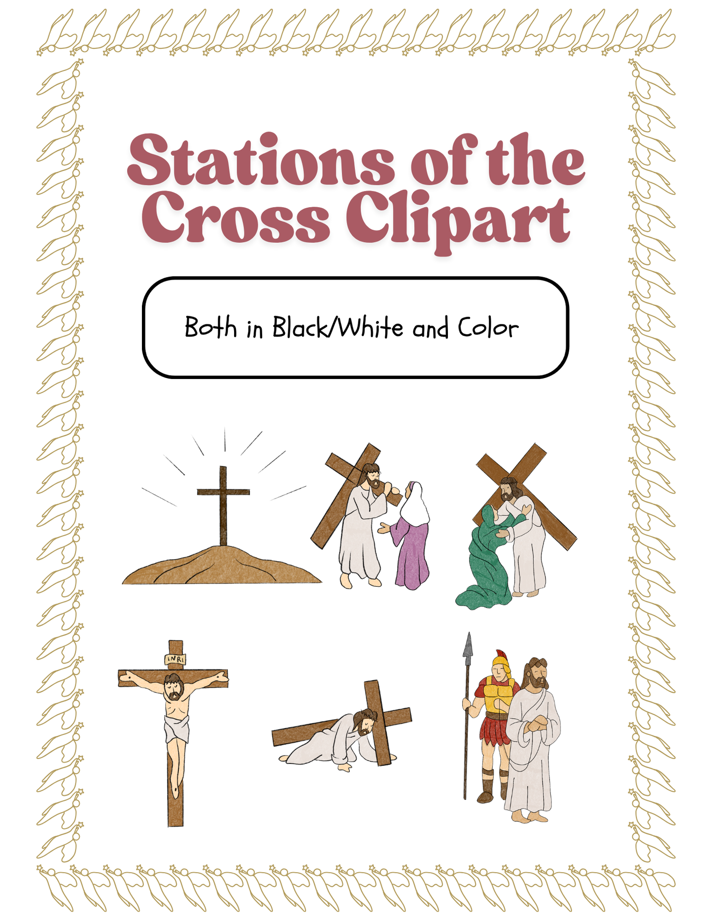 Stations of the Cross Clipart- Black & White and Color