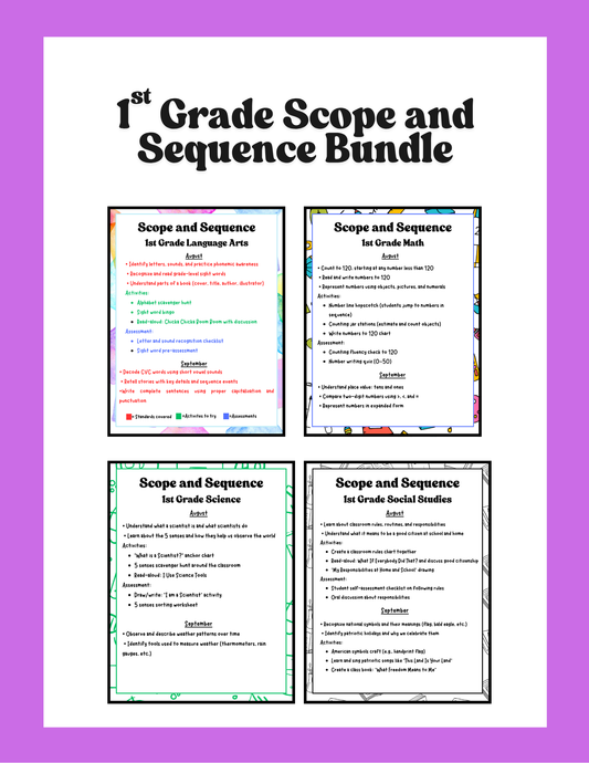 1st Grade Scope and Sequence Bundle